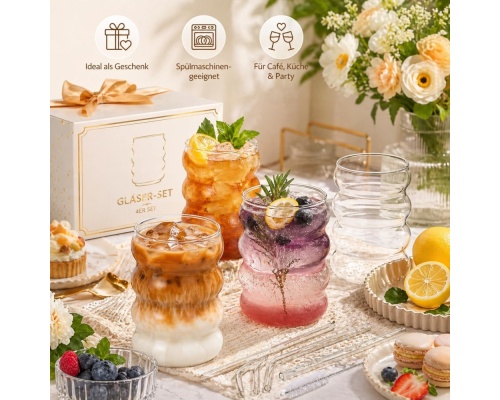 ALINK Σετ Ποτήρια Plus Size από Γυαλί 530ml 4μχ