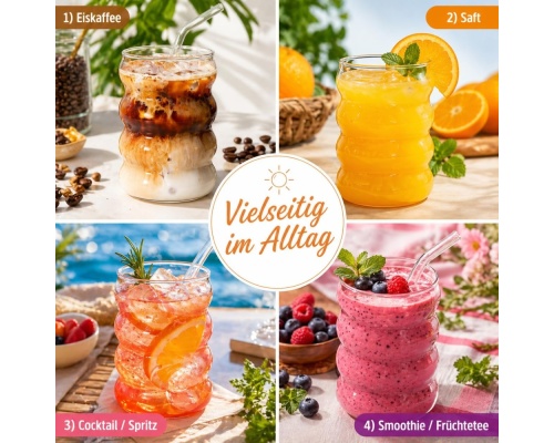 ALINK Σετ Ποτήρια Plus Size από Γυαλί 530ml 4μχ