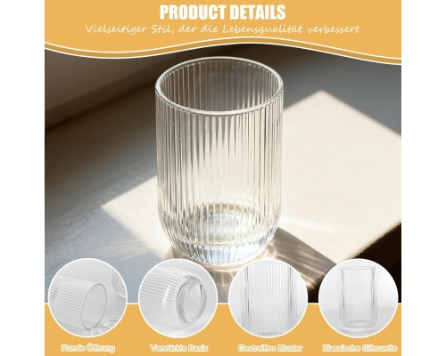 Ausune  Σετ Ποτήρια Νερού από Γυαλί Clear Crystal 410ml 6μχ