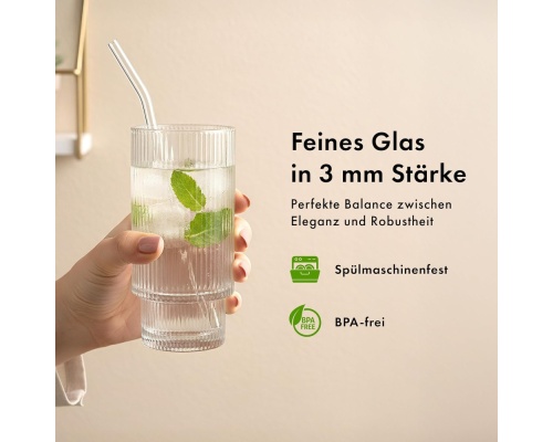 EDELHAUS  Σετ Ποτήρια Νερού από Γυαλί 300ml 4μχ