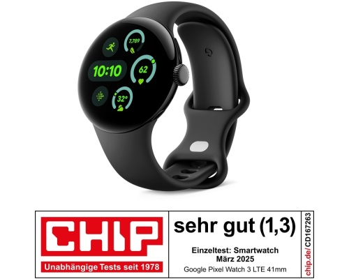 Google Pixel Watch 3 Aluminium 45mm Αδιάβροχο με Παλμογράφο (Matte Black Aluminum Case / Obsidian Active Band)
