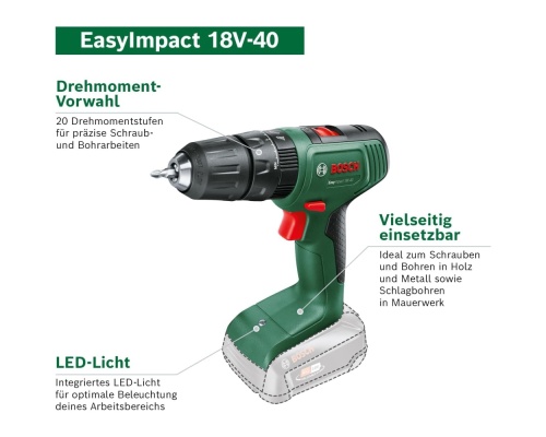 Bosch EasyImpact 18V Κρουστικό Δραπανοκατσάβιδο Μπαταρίας 2x2.0Ah (MPN 06039D8108) Bosch EasyImpact 18V Κρουστικό Δραπανοκατσάβιδο Μπαταρίας 2x2.0Ah (MPN 06039D8108)