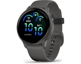 Garmin Vivoactive 6 Aluminium 42mm Αδιάβροχο Smartwatch με Παλμογράφο (Pebble Gray with Slate Band
