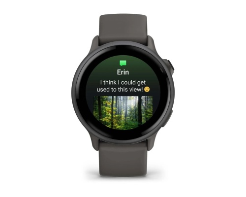 Garmin Vivoactive 6 Aluminium 42mm Αδιάβροχο Smartwatch με Παλμογράφο (Pebble Gray with Slate Band