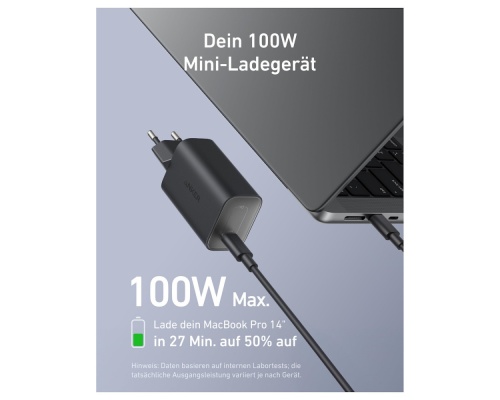 Anker Φορτιστής με Θύρα USB-C και Καλώδιο USB-C - USB-C 100W Μαύρος (Nano) Anker Φορτιστής με Θύρα USB-C και Καλώδιο USB-C - USB-C 100W Μαύρος (Nano)