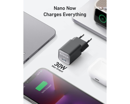 Anker Φορτιστής Χωρίς Καλώδιο GaN με Θύρα USB-C 30W Power Delivery Gray (Nano 3 GaN 511) Anker Φορτιστής Χωρίς Καλώδιο GaN με Θύρα USB-C 30W Power Delivery Gray (Nano 3 GaN 511)