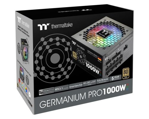 Thermaltake Germanium Pro RGB 1000W Μαύρο Τροφοδοτικό Υπολογιστή Full Modular 80 Plus Gold Thermaltake Germanium Pro RGB 1000W Μαύρο Τροφοδοτικό Υπολογιστή Full Modular 80 Plus Gold