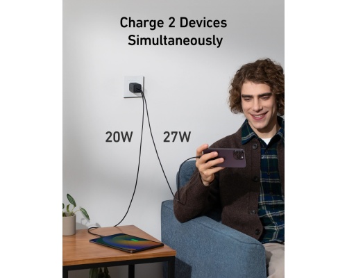 Anker Φορτιστής Χωρίς Καλώδιο GaN με 2 Θύρες USB-C 47W black(523) Anker Φορτιστής Χωρίς Καλώδιο GaN με 2 Θύρες USB-C 47W black(523)